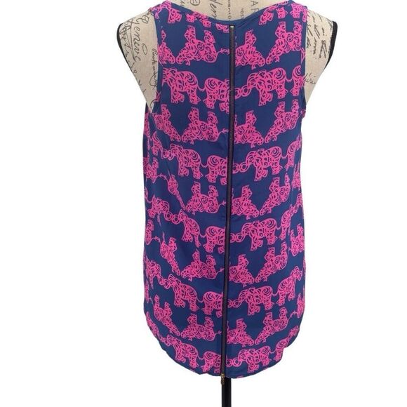Lilly Pulitzer Palmetto Tank Top Pack Your Trunk Elephant Print Pink/Blue Small - Picture 8 of 10